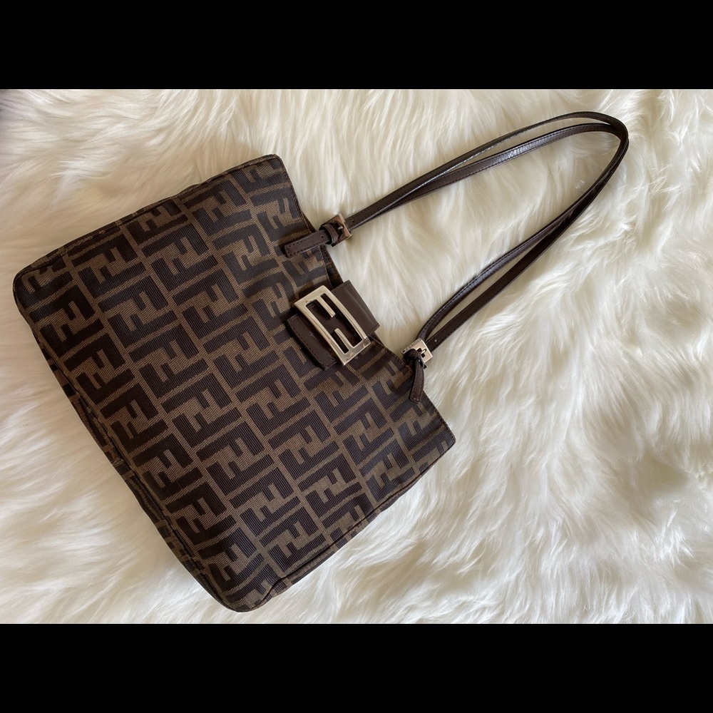Authentic vintage Fendi Zucca tobacco tote bag
